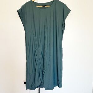 Lisa Bayne Lisa Bayne Side Ruched Sleeveless Dress Large teal pockets athletic